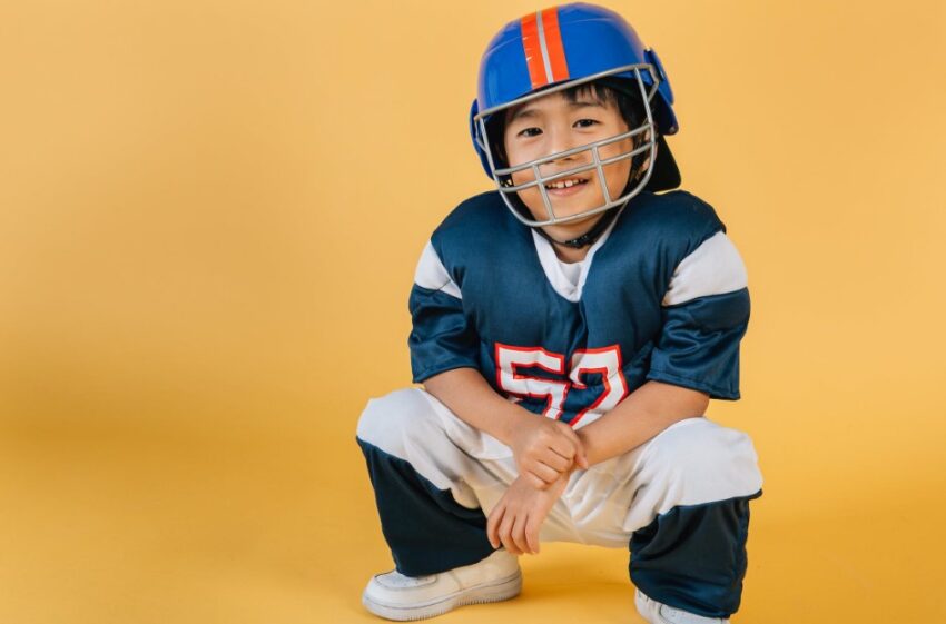 young flag football player